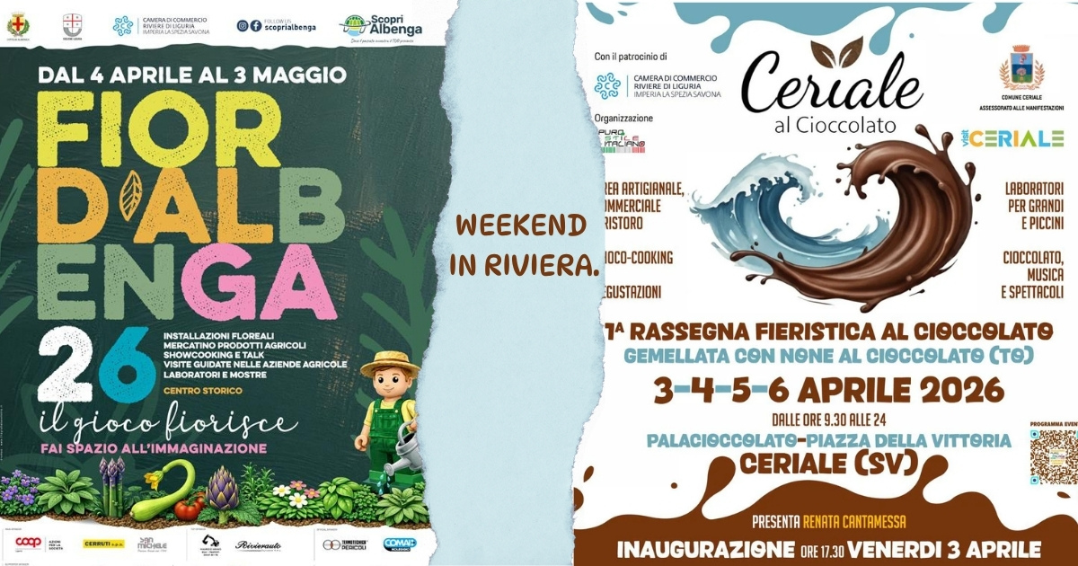 Locandina orizzontale Fior d'Albenga e Ceriale al Cioccolato 2026